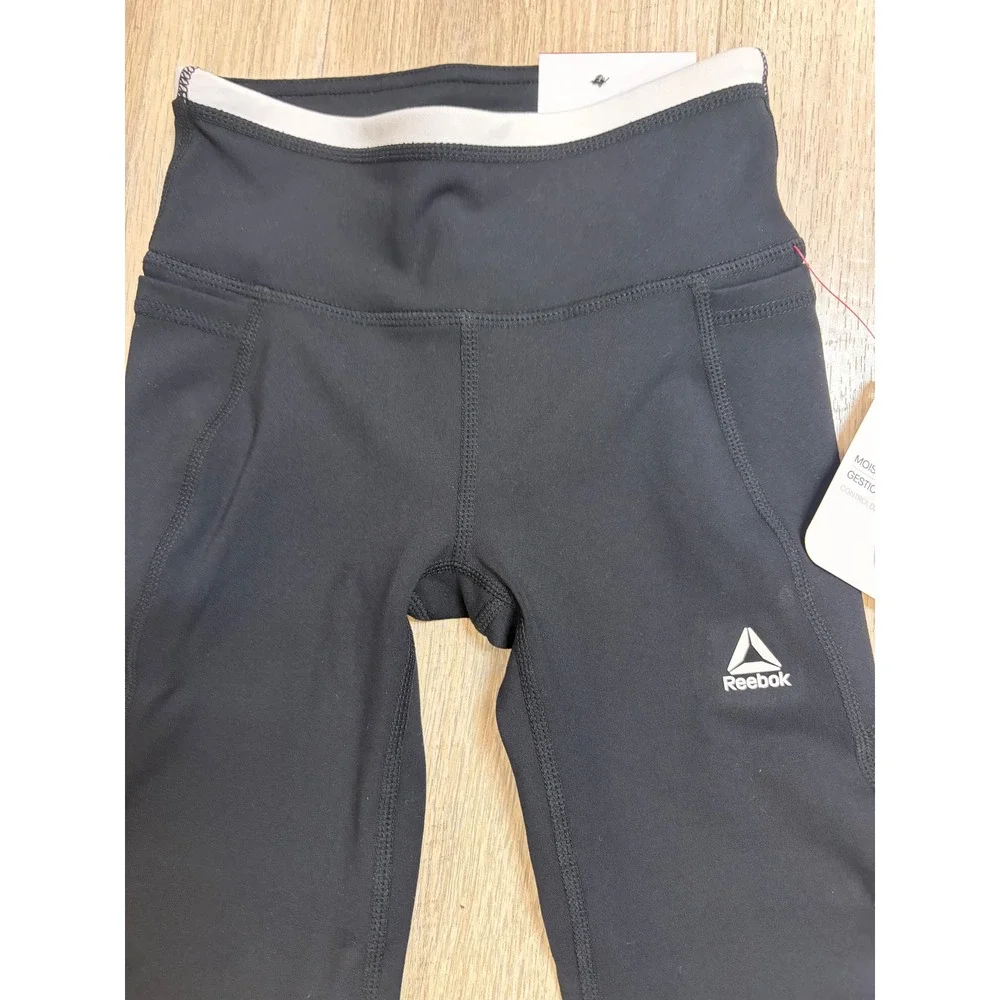 Reebok Girls Black Flare Legging Athletic Pants XS 4/5 NWT